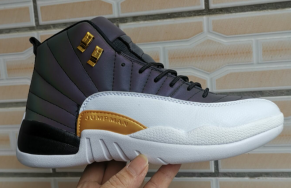 New Jordan 12 Retro Shine Carbon Grey White Gold - Click Image to Close